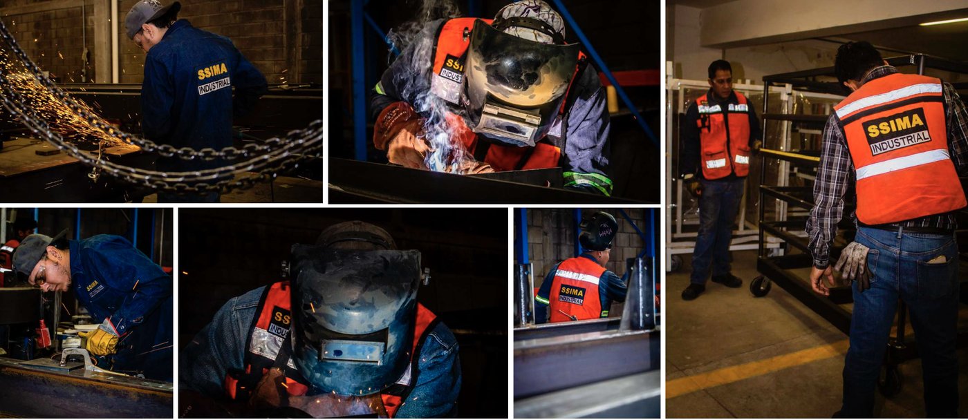 Equipo de SSIMA Industrial fabricando y montando estructura metálica
